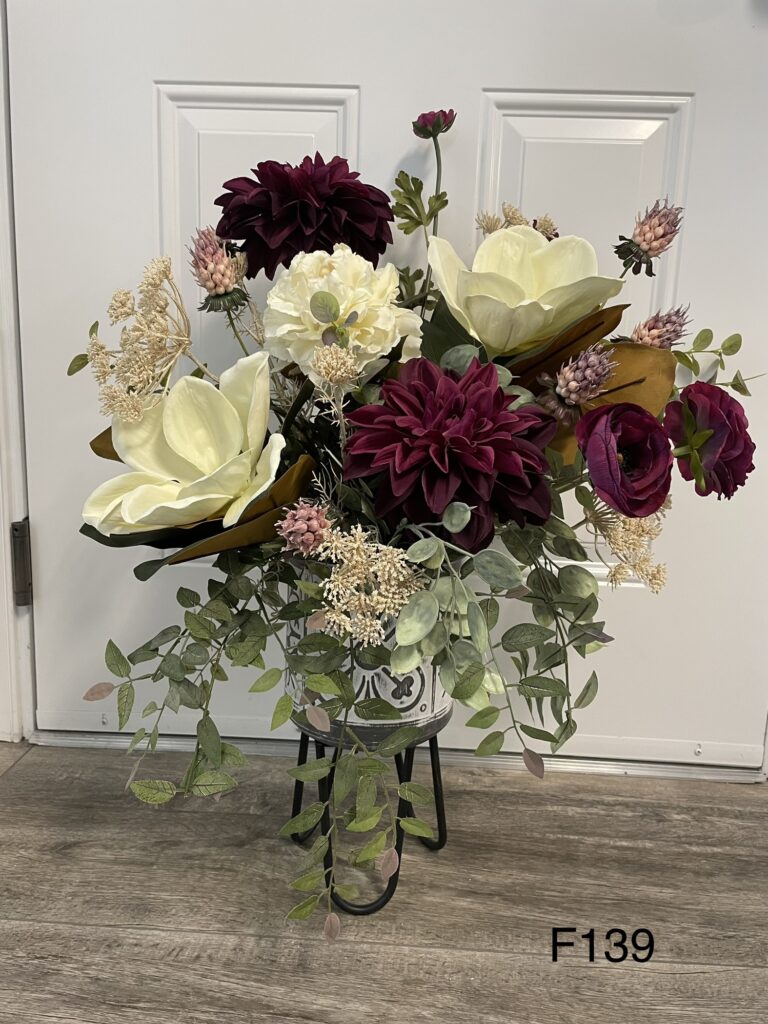 Magnolia And Dahlia Silk Flower Arrangement - Lantz Homestead